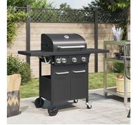 Barbecue gril à gaz avec 4 brûleurs noir acier enduit de poudre