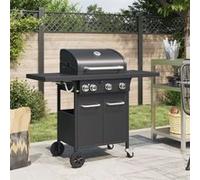 Barbecue gril à gaz avec 4 brûleurs noir acier enduit de poudre