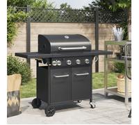 Barbecue gril à gaz avec 5 brûleurs noir acier enduit de poudre, grill extérieur, cuisine extérieure,, barbecue, barbecue avec rangement