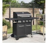 Barbecue gril à gaz avec 5 brûleurs noir acier enduit de poudre