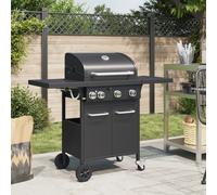vidaXL Barbecue gril à gaz 4 brûleurs acier enduit de poudre Noir G