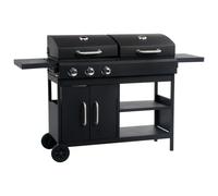 Barbecue gril combo à gaz et au charbon avec 3 brûleurs