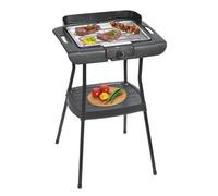 Clatronic BQS 3508 Barbecue sur pied, Grille chromée, Protection contre le vent, Plateau intermédiaire, Boîtier Cool Touch, noir, 2000 watts
