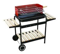 Barbecue grill à charbon de bois rectangulaire métal Étagères en bois 105 x 45 x 85 cm Paravent roues jardin Partenope 647277