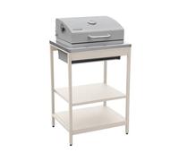 Barbecue grill charbon de bois beige Naxos grille chromée 2 étagères