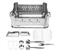 Barbecue Grill En Acier Inoxydable Épais, 33,3x24,5x14,3cm, Portable, Grille Rectangulaire À Charbon, Support Pour Poisson - Durable, Compact, Parfait Pour Camping Et Pique - Niq (Version extractible