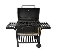 Barbecue Grill & Fumoir XXL Style Américain en Acier Noir Max 5,5 kg de Charbon