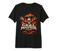 Barbecue Grill Master Skull - Flamme - Smoking Hot Barbecue T-Shirt Haut de Gamme