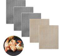 Barbecue Grill Mat Baking Mat Barbecue Grill BBQ Grill Mat Non-Stick Grill Mesh Mat Reusable 5 Pieces (Black and Brown)