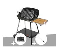 Barbecue horizontal et vertical excel grill + malette 8 accessoires inox + kit t