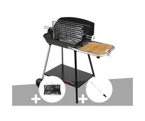 Barbecue horizontal et vertical excel grill + malette 8 accessoires inox + kit t