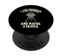 Barbecue Humoristique avec Inscription « I Like My Bourbon and My Smoker » PopSockets PopGrip Adhésif