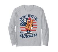 Barbecue humoristique avec inscription « I'm Just Here for the Wieners » Manche Longue