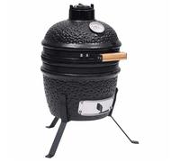 Barbecue Kamado en céramique - vidaXL - 56 cm - Noir - Grille de cuisson 26,5 cm - Thermomètre intégré