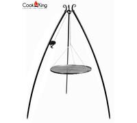 Barbecue Oscillant avec Manivelle Hauteur 200cm Ø 70cm En Acier Brut Trépied