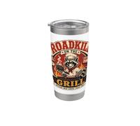 Barbecue Pitmaster Raccoon avec Funny Roadkill on the Grill Gobelet isotherme en acier inoxydable double paroi