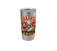 Barbecue Pitmaster Raccoon avec Funny Roadkill on the Grill Gobelet isotherme en acier inoxydable double paroi