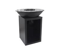 Barbecue plancha brasero à charbon et bois avec rangement L80 x l80 x H95 cm noir - IGNOS