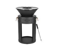 Habitat et Jardin Barbecue plancha brasero à charbon et bois Cesar 49 x 49 x 92 cm Noir