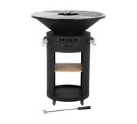 Barbecue plancha brasero à charbon et bois "Cesar premium" - Ø 81 cm - Noir