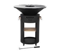 Barbecue plancha brasero à charbon et bois "Cesar premium" - Ø 81 cm - Noir