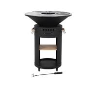 Habitat et Jardin Barbecue plancha brasero Cesar Premium – Ø 81 cm – charbon et bois – Noir