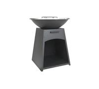 Barbecue plancha brasero à charbon et bois avec rangement en acier - L81 x l81 x H96 cm - Noir - CORVERA