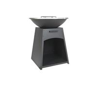 Barbecue plancha brasero à charbon et bois avec rangement en acier - L81 x l81 x H96 cm - Noir - CORVERA