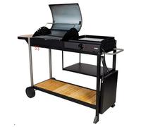 Barbecue-plancha électrique - SOMAGIC - Broadway - Combo charbon & plancha fonte - Surface 61x41 5 cm - Fabriqué en France