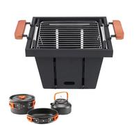 Barbecue pliable au charbon de bois avec 4 niveaux de hauteur réglables - Réchaud de randonnée portable - Pour extérieur, camping, barbecue, pique-nique, balcon, jardin, aventure