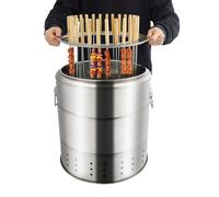 Barbecue portable à charbon de bois sans fumée petit format, en acier inoxydable for barbecue kebab rôtissoire for voyage camping cuisine en plein air(Large)