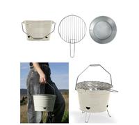 Barbecue portable à charbon - LIVOO - Ø27 cm - Grille chromée - Pieds pliables - Beige