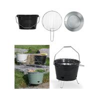 Barbecue portable à charbon - LIVOO - Ø27 cm - Pieds pliables - Grille chromée - Seau transport