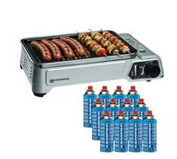Barbecue portable à gaz de table 1.9 KW grille anti adhesive + 12 cartouches