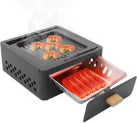 Barbecue Portable au Charbon de Bois - Cuisson en extérieur sans fumée for Le Camping et Les fêtes d'avant-Match, Barbecue Yakitori, brochettes, tiroir Facile à Ouvrir, poêle et Gril Inclus(White)