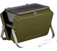 Barbecue portable au charbon de bois, design compact, un seul siège, construction durable, vert
