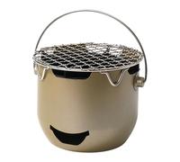 Barbecue portable avec charbon de bois, barbecue de camping avec grille de cuisson et poignée de transport, accessoires de barbecue en acier pour camping, pique-nique, jardin, terrasse, voyage