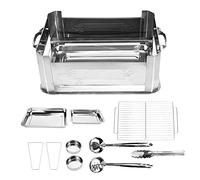 Barbecue Portable en Acier Inoxydable Épais, Gril Rectangulaire avec Poignées, Surface de Cuisson Spacieuse - Résistant à la Corrosion, Léger et Compact pour Camping et (Version coupe-vent