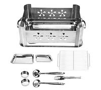 Barbecue Portable en Acier Inoxydable Épais, Gril Rectangulaire avec Poignées, Surface de Cuisson Spacieuse - Résistant à la Corrosion, Léger et Compact pour Camping et (Pas de style de ventilation