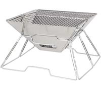 Barbecue portable en acier inoxydable pour feu de camp - Charbon de bois pliable pour le camping, la cuisine en plein air et le réchaud à bois, avec sac de transport - Design carré pour un transport