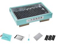 Barbecue portable jetable de 31,8 cm avec 30 pièces de charbon de bois, grille chromée, utilisation en intérieur/extérieur/camping/plage