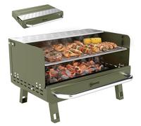 Barbecue portable Outsunny, barbecue au charbon de bois avec grilles réglables, pieds pliables et tablette latérale pour le camping, la randonnée, les pique-niques, les voyages, le jardin et la