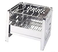Barbecue portable pliable en acier inoxydable, compact pour mini barbecue pour camping, randonnée, pique-nique, cuisine en plein air, grille de cuisson résistante à la rouille