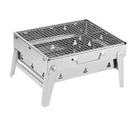 Barbecue portable pliable en acier inoxydable pour feu de camp - Compact - 35 x 27 x 20 cm - Idéal pour le camping et le pique-nique - Couleur argent