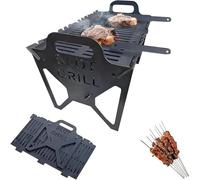 Barbecue portable pour camping et hayon, barbecue au charbon avec grande surface de cuisson, léger et facile à installer, design compact (40 x 22 x 25 cm, noir)