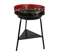 Barbecue rond au charbon de bois avec pied de protection et protection contre le vent pour l'extérieur, brasero émaillé robuste, Ø 35 x 63 cm