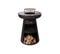 Barbecue rond avec plaque d'acier ronde et grille