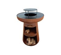 Barbecue rond avec plaque d'acier ronde et grille EFP55RCO Marron