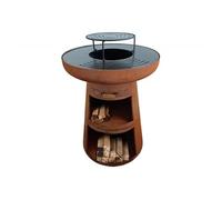 Barbecue rond avec plaque d'acier ronde et grille EFP55RCO Marron