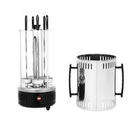 Barbecue rotatif électrique, tournebroche, vertical, en acier inoxydable, 1000 W, chauffage efficace, avec 5 brochettes gyroscopiques, module chauffant avec grille de protection, pour barbecues en